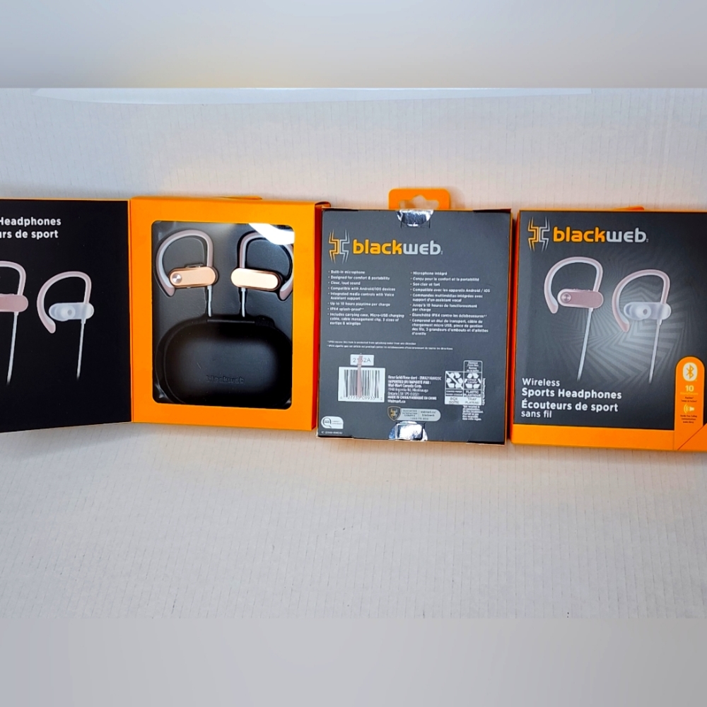 Rose gold wireless sports headphones